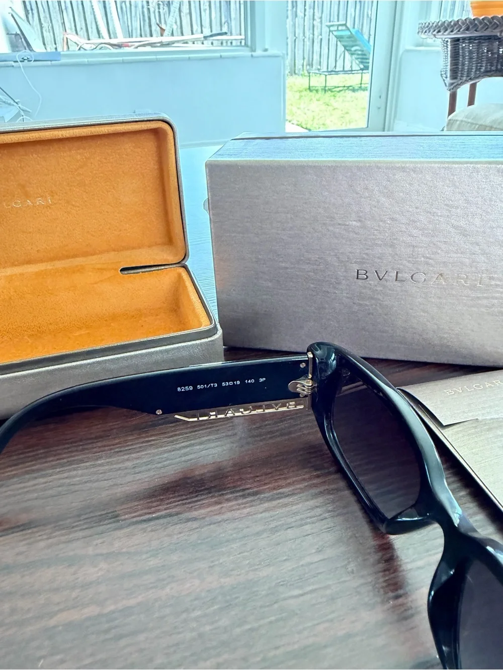 Bvlgari BV8259 Polarized 501/T3 Sunglasses with Gold Accents